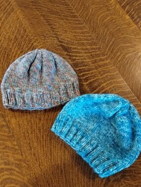 Kids Knit Beanie Hat - Blue and Multicolor